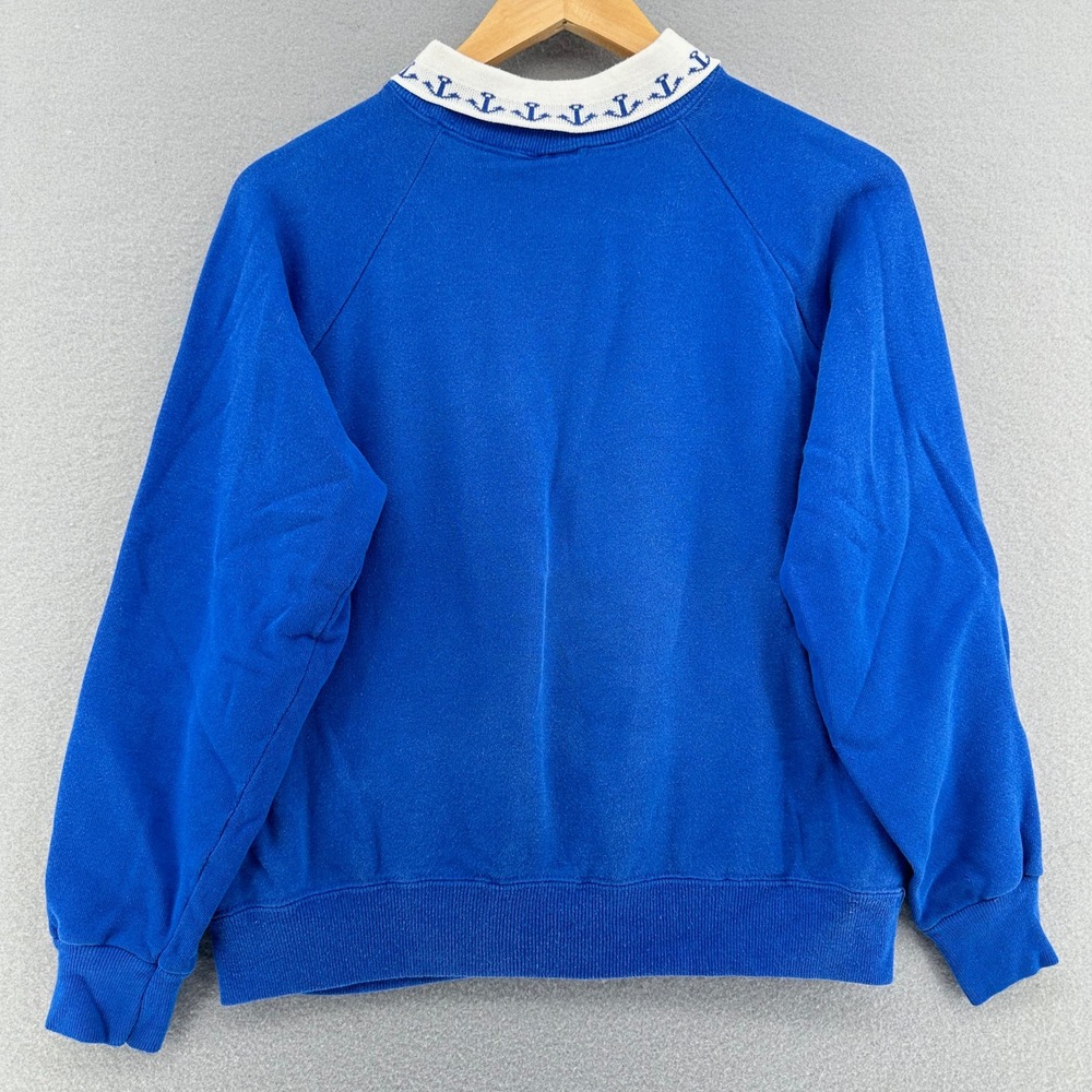 VTG Hanes Her Way Bear Sailor Anchor Collar Sweatshirt M Grannycore Nautical 90s - Picture 3 of 8